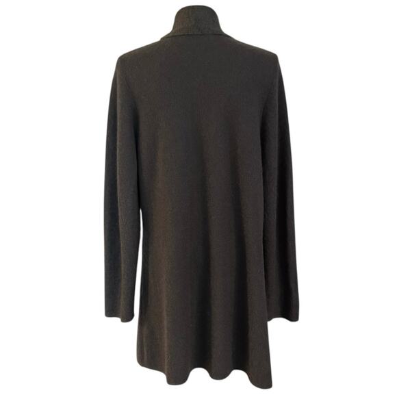 Eileen Fisher Size L Cardigan Sweater Grey Gray Wool Mohair Pockets Minimalist - Picture 2 of 5
